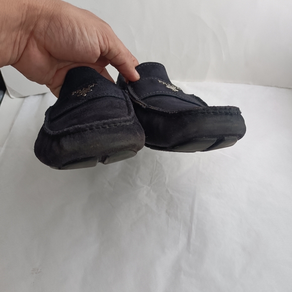 PRADA distressed Suede logo Shoes men’s size uk 8 us 9 dark blue - Picture 5 of 16